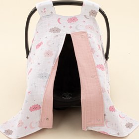 Resim Puset Örtüsü - Çift Taraflı - Pudra Muslin - Pembe Bulut 