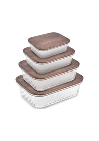 Resim Karaca Massi Acacia 4'lü 8 Parça Vakum Kapaklı Cam Saklama Kabı Seti Şeffaf 