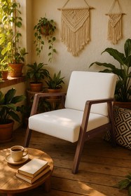 Resim Zem Pavia Berjer Ceviz Ahşap, Kırık Beyaz 