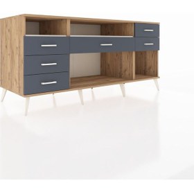 Resim Kronos Konsol 2 Raflı 6 Çekmeceli 176x59x83 Çam-aytaşı/antrasit Aytaşı/antrasit 