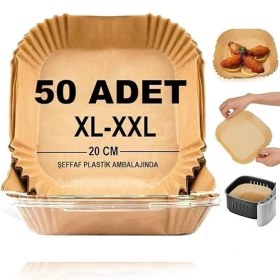 Resim AyrStore Airfryer Pişirme Kağıdı,xl-Xxl Büyük Boy, Kare, 50 Adet Hava Fritöz Parşömen Fırın Kağıdı 