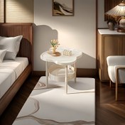 Resim 1 Adet Modern Minimalist Çiçek Desenli Plastik Sehpa - Beyaz Çok Amaçlı Yazı Masası & Çay Masası, Oturma Odası, Yatak Odası, Ev Ofisi İçin - Dayanıklı Hafif Dekoratif, Oyunlu Tasarım, Kolay Temizlenebilir Yüzey, Çağdaş Mobilya, Küçük Alanlar İçin Pratik Dekor 