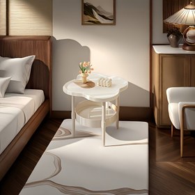 Resim 1 Adet Modern Minimalist Çiçek Desenli Plastik Sehpa - Beyaz Çok Amaçlı Yazı Masası & Çay Masası, Oturma Odası, Yatak Odası, Ev Ofisi İçin - Dayanıklı Hafif Dekoratif, Oyunlu Tasarım, Kolay Temizlenebilir Yüzey, Çağdaş Mobilya, Küçük Alanlar İçin Pratik Dekor 