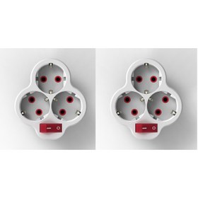 Resim Toptancı Amca 3'lü Topraklı Korumalı Anahtarlı Topraklı Papatya Golyat Çoğaltıcı Çoklu Priz 2 Adet 