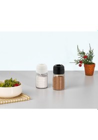 Resim Tuzluk & Karabiberlik Seti 100 Ml Cam, Beyaz & Siyah Tasarım Siyah - Beyaz 