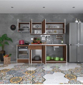 Resim Kenzlife Hazır Mutfak Seti Nayakan Cvz 240 Cm Genişlik Üst Tezgahsız Ankastre Fırın Modüllü 