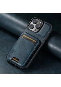 Resim Chenkestoreone Suteni Premium Yapay Deri Kartlık İphone 14 Mavi Erkek Cüzdan 