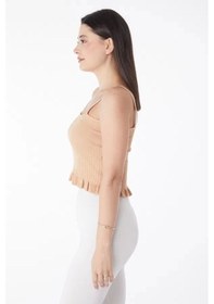 Resim Yazlık Triko Crop Vizon 