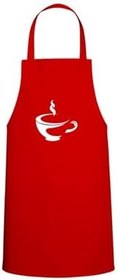Resim Coffee Temalı Özel Baskı Chef Mutfak Önlüğü Kırmızı 