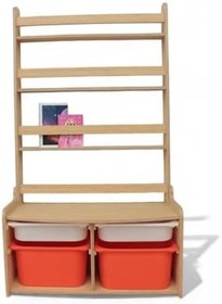 Resim Dr.Wood's Happy Kids' Toys Montessori Kitaplık Dolap, Çocuk Kitaplığı, Saklama Bölmeli, Ahşap 