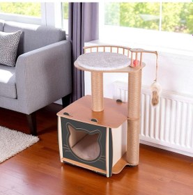 Resim Pati Homes Katlı Kedi Tırmalama Oyun Evi Tırmalama Tahtası 