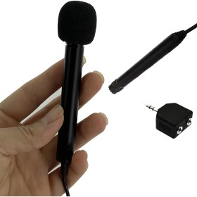 Resim CoverZone Mini El Mikrofonu Professional Röportaj Kulaklık Mikrofon Birleştirici Aparatlı Mini El Mikrofonu 
