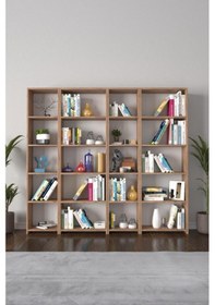 Resim 20 Bölmeli 183 Cm Kitaplık Kütüphane 20 Raflı Atlantik Çam Kahverengi 