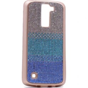 Resim Megafox Teknoloji Lg K10 Uyumlu Kılıf Mat Lazer Taşlı Silikon, Mavi 