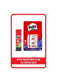 Resim Pritt Stick 22 G Shrink + Pritt Beyaz Silgi 5'li Blister 