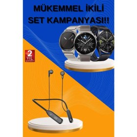 Resim Hobilinka Alarm ve Titreşim Özellikli Akıllı Saat ve Mikrofonlu Kablolu Bluetooth Kulaklık 60 Saat 