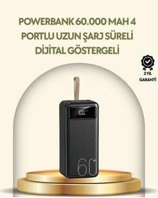 Resim Tüm Cihazlarla Uyumlu Led Fenerli 4 Çıkışlı Powerbank Çok Renkli 