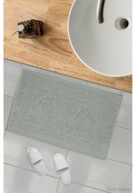 Resim 2 Li Ayak İzli Banyo Ayak Havlusu %100 Pamuklu Renkli 50x70 Cm Menom Gri 