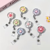 Resim 1 adet Çiçek Tasarımı ile Geri Çekilebilir ID Kartı Tutucu - Dayanıklı Plastik ID ve Lanyard Öğrenciler, Hemşireler, Doktorlar için - Ofis ve Hastane Kullanımı, Hemşire ID Kartı, Şık Aksesuar, Şeffaf Tasarım 