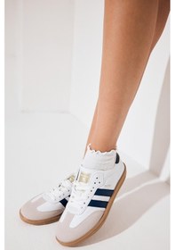 Resim Termo Taban Yanı Şeritli Bağcıklı Unisex Lacivert Beyaz Spor Ayakkabı Tbzer020 Lacivert Beyaz 