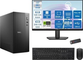 Resim Dell Tower ECT1250 Intel® Core™ İ7-14700 128GB Ddr5 256GB SSD 4GB/GT1030 WIN11PRO +23.8" Monitör Tower Masaüstü Bilgisayar 24RPLSR00721P36+ZETTAUSBBELLEK 