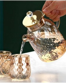 Resim Kabartmalı Bambu Kapaklı Borosilikat Cam Demlik 1500ml Cm-2005 Ahşap - Çelik 