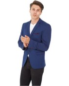 Resim Sposo 5104 Dar Kalıp Örme Kumaş Lacivert Erkek Blazer Ceket Lacivert 