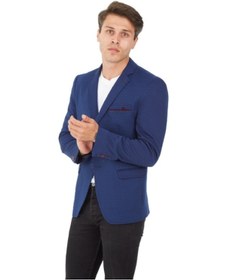 Resim Sposo 5104 Dar Kalıp Örme Kumaş Lacivert Erkek Blazer Ceket Lacivert 