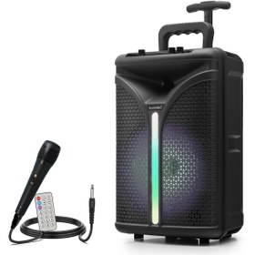 Resim AKTİF SEYYAR ANFİ EL MİKROFONLU 20CM 10W BT\u002FUSB\u002FSD LEDLİ KIMISO QS-847 