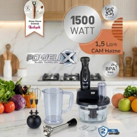Resim Tefal Dilimleyici ve Rende 4 Bıçaklı Powelix 1500W Güç 1,5 Litre Cam Hazneli Mutfak Robotu + Hassas Mutfak Tartısı 