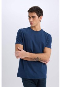 Resim DeFacto %100 Pamuk New Regular Fit Bisiklet Yaka Basic Düz Kısa Kollu Tişört V7699AZ24AUNV241 