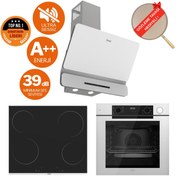 Resim Ferre FryArt&Buharlı Livello Sessiz Davlumbaz Elektrikli Beyaz Ank. Set (D081-SA + MS261 + QEP64CB) 