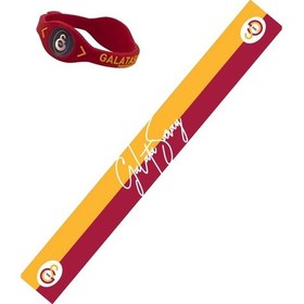 Resim Galatasaray Lisanslı Yazılı Şal Atkı Ve Kırmızı Performans Bileklik Sarı - Kırmızı 