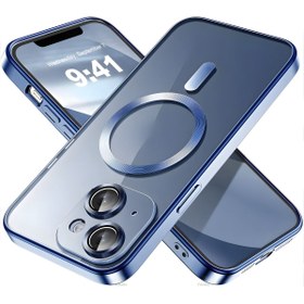 Resim Fibaks İphone 14 Plus Uyumlu Kılıf Kamera Lens Korumalı Magsafe Şarj Kilifi Şeffaf Renkli Yumuşak Kapak 