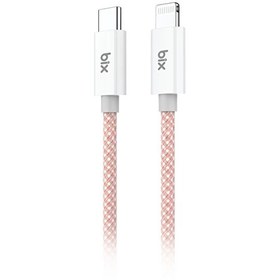 Resim Bix T3CL Type-C to Lightning iPhone 27W Örgülü Hızlı Şarj ve Data Kablosu 1 M Pembe 