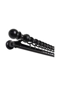 Resim Meyra Demonte Başlıklı Ahşap Rustik Perde Askısı - Çift Raylı -siyah 200 Cm Siyah 