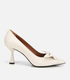 Resim Hotiç Kadın Deri Ekru Fiyonk Detaylı İnce Topuklu Stiletto 01ayh315460a400 01ayh315460a400 Ekru 