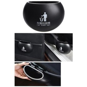 Resim Araç İçi Taşınabilir Araba Çöp Kutusu Yuvarlak Siyah 