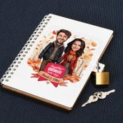 Resim Sonbahar Yaprakları ve Aşkımız Karikatürlü Kilitli Defter 