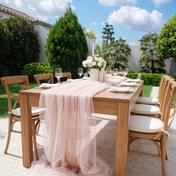 Resim Şık Pembe Şeffaf Örgü Masa Runnerı - Polyester, Dikdörtgen, Düz Renk Düğünler, Restoranlar, Kafeler, Oteller, Emeklilik ve Bekar Parti, Doğum Günü | Çok Yönlü Masa Dekoru, Masa Dekoru 