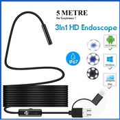 Resim whitetech Yılan Endoskop Kamera 5 Mt Su Geçirmez Ledli Sert Kablo 7 Mm Android Uyumlu 