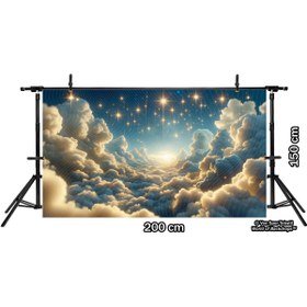 Resim Venspor Bulutlar ve Parlayan Yıldızlarla Masalsı Gökyüzü Temalı Arkaplan, 200x150cm, Fon, Duvar Örtüsü 