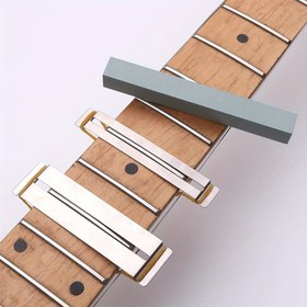 Resim 3 Parça Luthier Aracı Seti Gitar ve Bass için - Radian Parlatma ve DIY Bakımı için Parmak Plakası Koruyucu ile Fret Tel Zımparalama Taşı, Metal Yapı, Gitar Bakımı Temelleri | Profesyonel Aracı Seti | Metal Yapı Araçları, Fretboard Araçları 