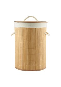 Resim Nishev Evini Sev Bambu Yuvarlak Kirli Çamaşır Sepeti Çok Amaçlı Düzenleme Oyuncak Sepeti Ipli Naturel Hasır Naturel 