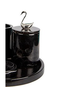 Resim MIARIK DESIGN & DEKORASYON Dekoratif Sıyah Mermer Pamukluk Gümüş Sılver Kuğu Detaylı 