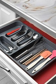 Resim Lirazon Uzayabilen Kayar Kaşıklık, Pratik Çekmece İçi Ayarlanabilen Kaşıklık Kepçelik Düzenleyici Organizer 