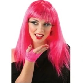 Resim Uzun Pembe Renk Parti Peruğu 