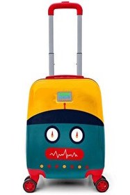 Resim Elatae Policarbon Kırılmaz Lacivert Çivit Robot Desenli Çocuk Valizi 
