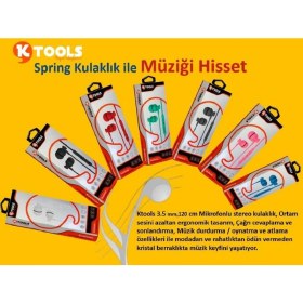 Resim Ktools Spring Stereo Kablolu Mikrofonlu Kulaklık 120 cm Siyah 