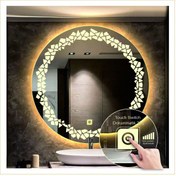 Resim GLOBAL LED MIRROR 90 Cm Günışığı Ledli Tasarım Kumlamalı Dokunmatik Tuşlu Banyo Aynası Makyaj Aynası Işıklı Ayna 